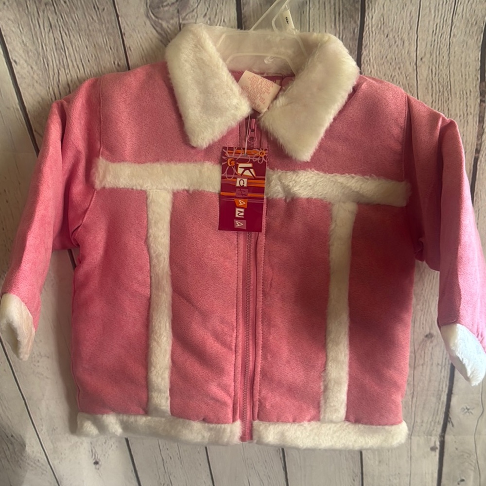 Girls Pink and White Zip Jacket